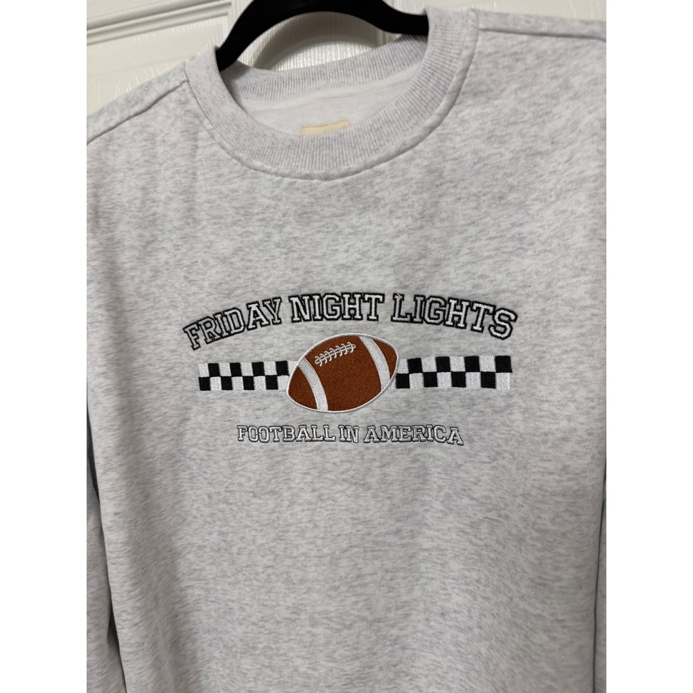 Sunkissed Coconut Friday Night Lights Football Star Sleeve Sweatshirt Gray L - Picture 2 of 5
